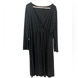 Old Navy Dark Gray Midi Long Sleeve Dress with Beige Dots Women’s Size XL